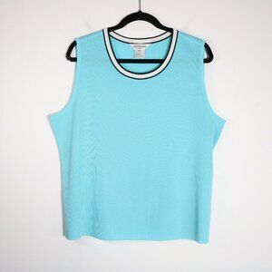 Exclusively Misook Womens Tank Top Blouse 2X Blue Knit Work Office Classic